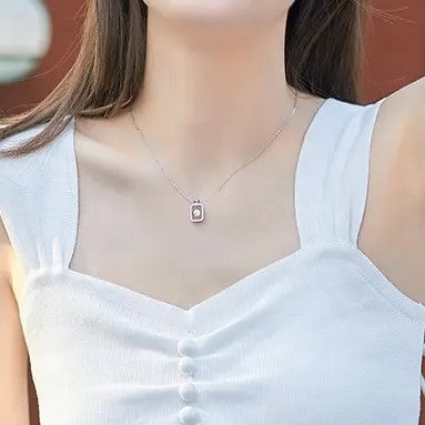 Dancing Moissanite in Rectangle Pendant