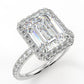 2.4 Carat Emerald Cut Moissanite Solitaire Halo Ring