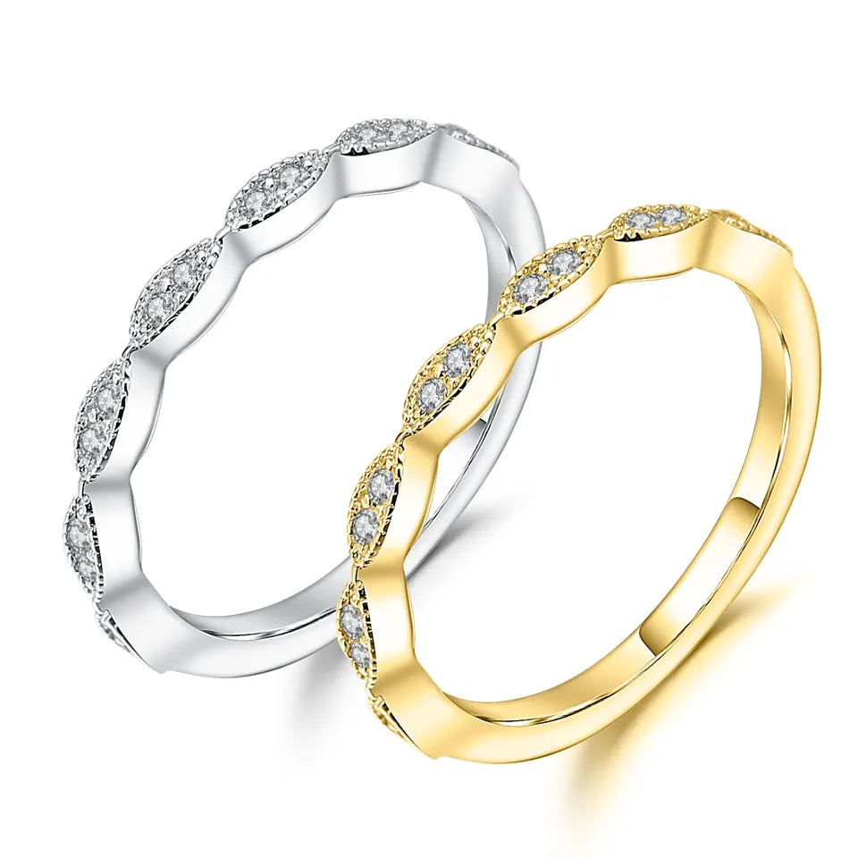 Marquise Set Silver Half Eternity Band