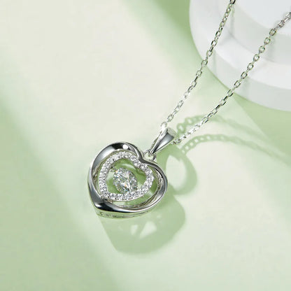 Dancing Moissanite in Double Heart Pendant