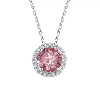 1 Carat Round Moissanite Halo Necklace