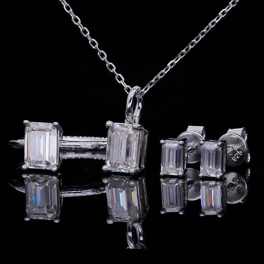 1 Carat Emerald Cut Moissanite Necklace