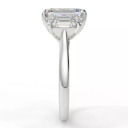 2.23 Emerald Cut Trilogy Moissanite Ring