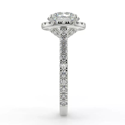 1.6 Carat Round Cut Moissanite Halo Ring
