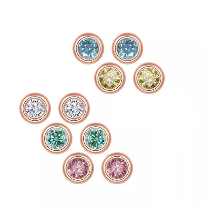 2 Carat tw Round Cut Moissanite Bezel Studs in Rose Gold