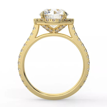 1.6 Carat Round Cut Moissanite Halo Ring