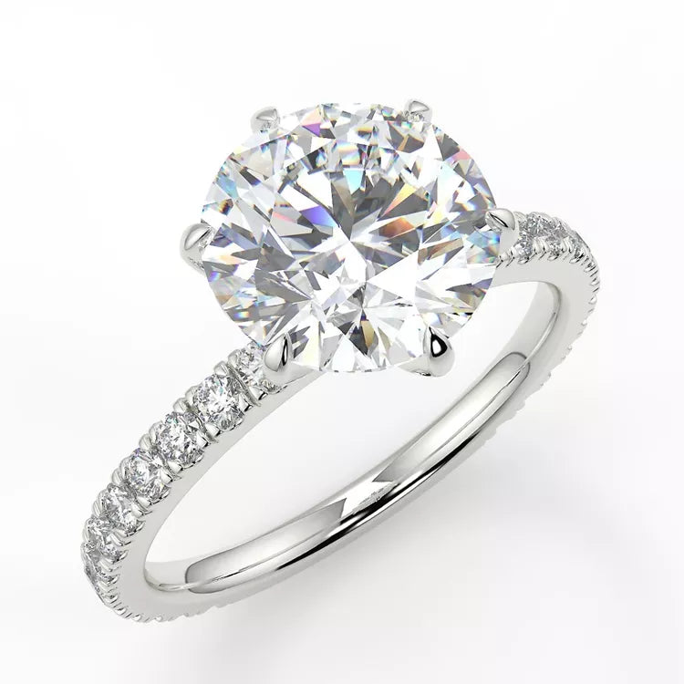 3 Carat Round Cut Moissanite Solitaire Ring