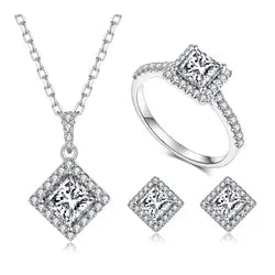 1 Carat Princess Cut Halo Moissanite Necklace