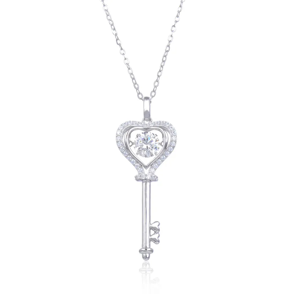 Dancing Moissanite in Key Pendant