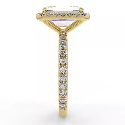 2.4 Carat Emerald Cut Moissanite Solitaire Halo Ring