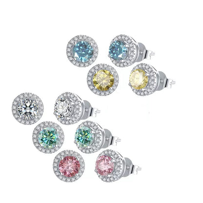1 Carat tw Round  Moissanite Halo Stud Earrings