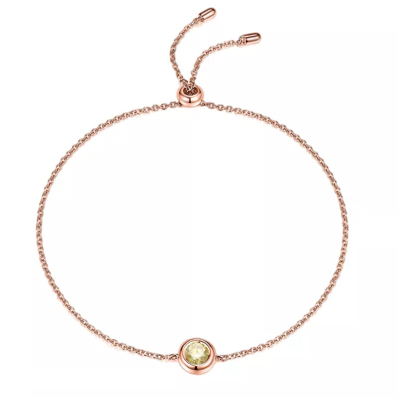 0.5 Carat Round Moissanite Bezel Bracelet in Rose Gold