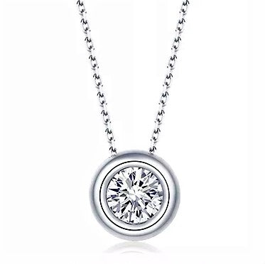 1 Carat Round Cut Bezel Necklace in Silver