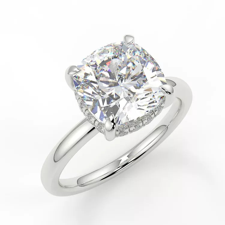 1.5 Carat tw Round Cut Moissanite Hidden Halo Engagement Ring