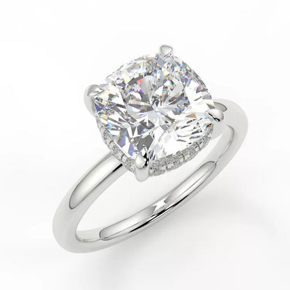 1.5 Carat tw Round Cut Moissanite Hidden Halo Engagement Ring