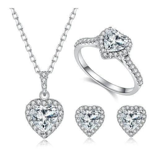 1 Carat Heart Cut Halo Moissanite Necklace