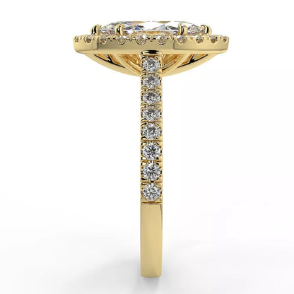 2.2 Carat Marquise Cut Moissanite Solitaire Halo Ring