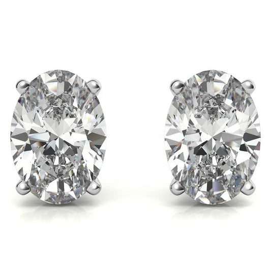 2 Carat tw Oval Cut Moissanite Stud Earrings