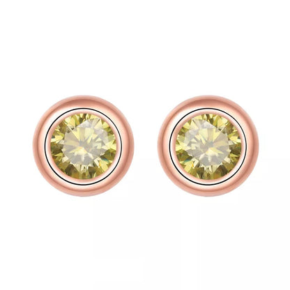 2 Carat tw Round Cut Moissanite Bezel Studs in Rose Gold