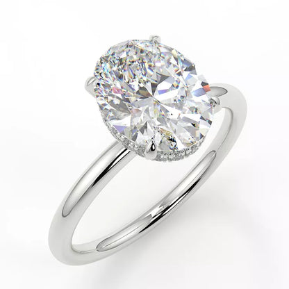 3.74 Carat Oval Cut Crushed Ice Moissanite Solitaire Ring