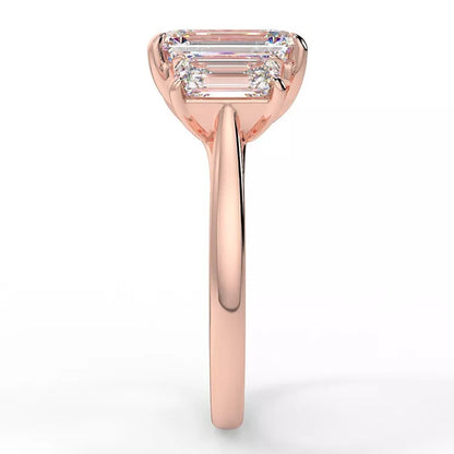 2.23 Emerald Cut Trilogy Moissanite Ring