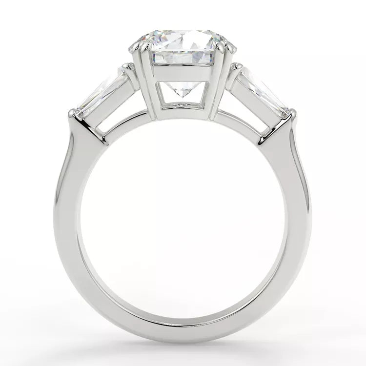 3 Carat tw Round Cut Moissanite Trilogy Ring