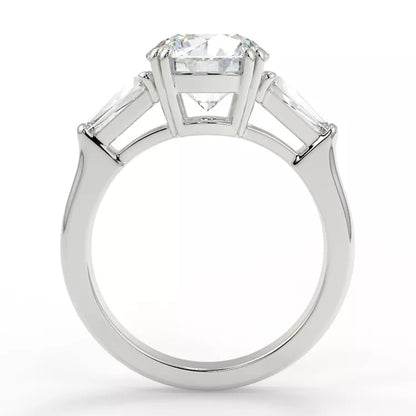 3 Carat tw Round Cut Moissanite Trilogy Ring
