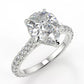 2  Carat Pear Cut Moissanite Solitaire Ring with Pave Band