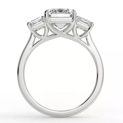 2.23 Emerald Cut Trilogy Moissanite Ring