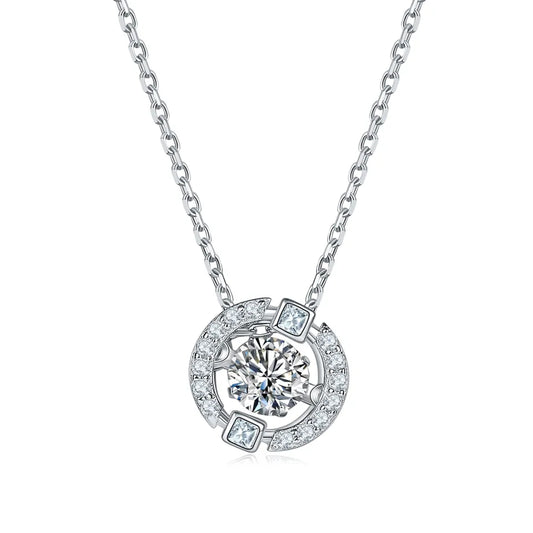 Dancing Moissanite in Halo Pendant