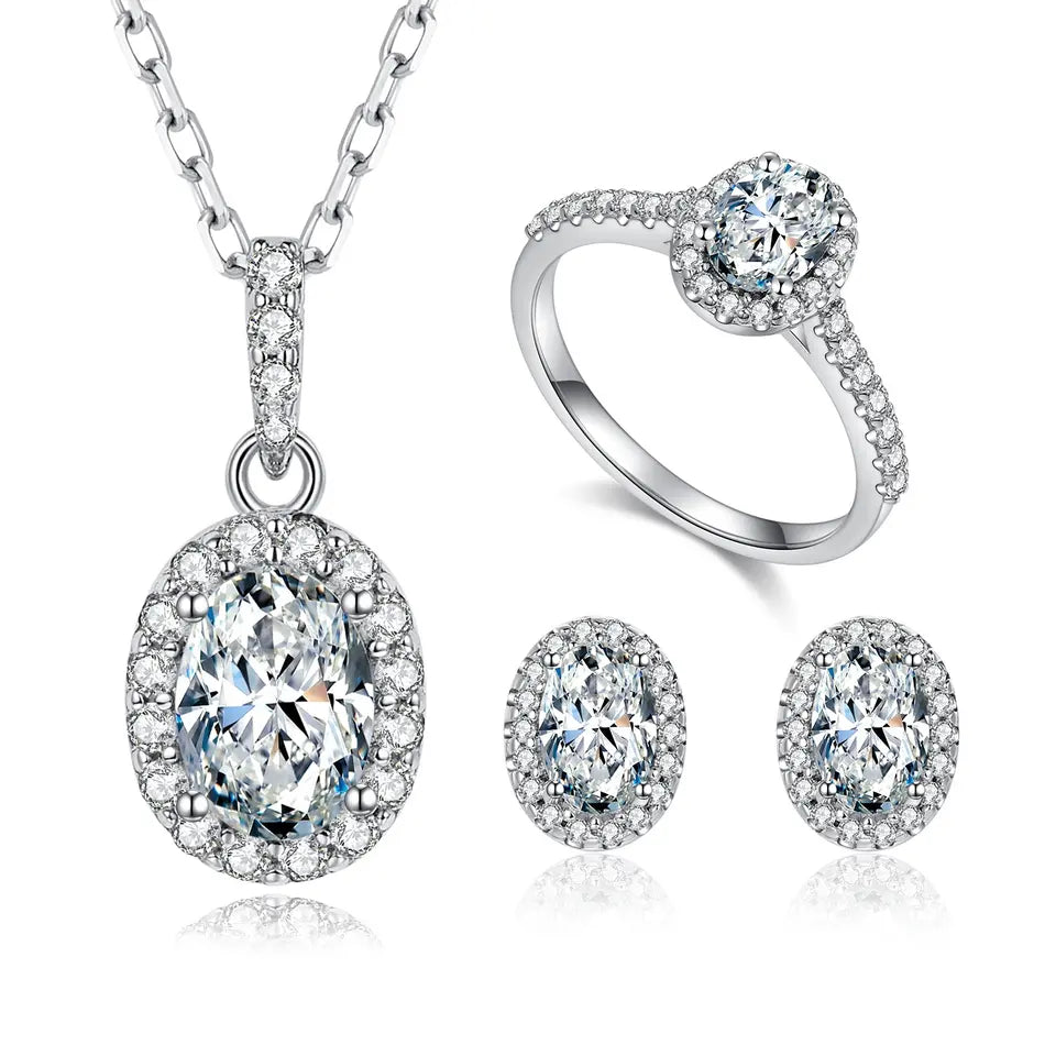 1 Carat Oval Cut Halo Moissanite Necklace
