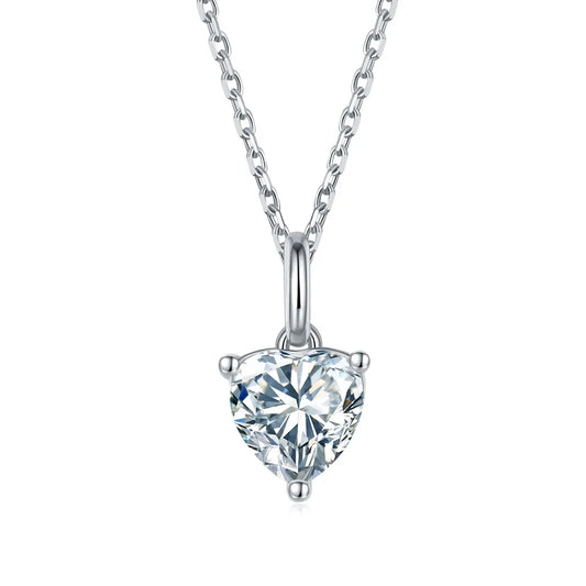 1 Carat Heart Cut Moissanite Necklace