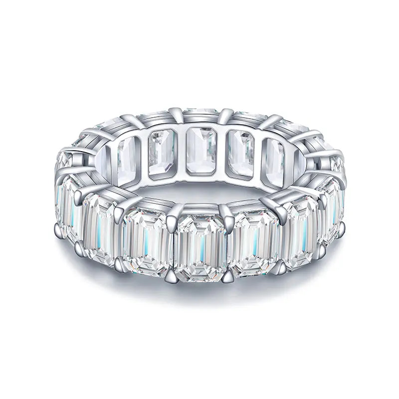 Emerald Cut Moissanite Eternity Band