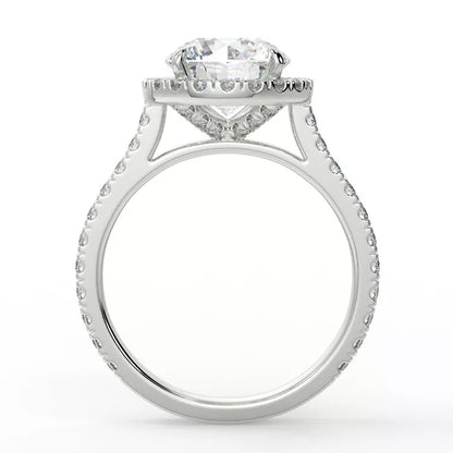 1.6 Carat Round Cut Moissanite Halo Ring