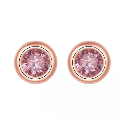 2 Carat tw Round Cut Moissanite Bezel Studs in Rose Gold