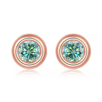 2 Carat tw Round Cut Moissanite Bezel Studs in Rose Gold