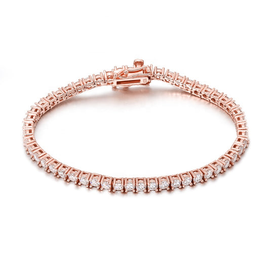 3mm Round Cut Moissanite Tennis Bracelet in Rose Gold Plated Silver Fast next day shipping Sydney Australia Lifetime warranty diamond alternative