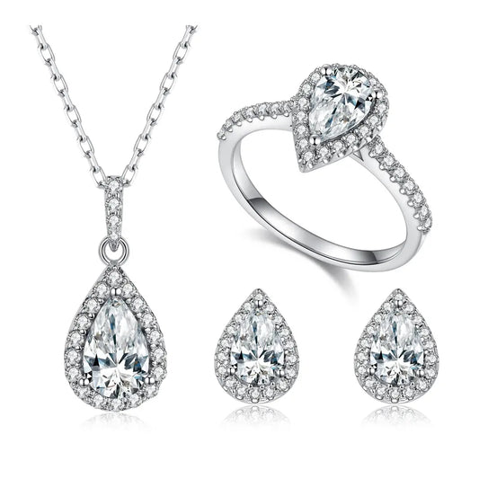 1 Carat Pear Cut Halo Moissanite Necklace