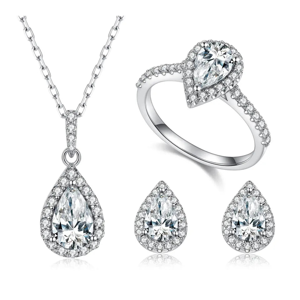 1 Carat tw Pear Cut Halo Moissanite Stud Earrings