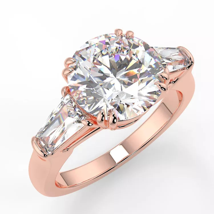 3 Carat tw Round Cut Moissanite Trilogy Ring