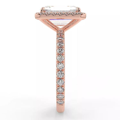 2.4 Carat Emerald Cut Moissanite Solitaire Halo Ring