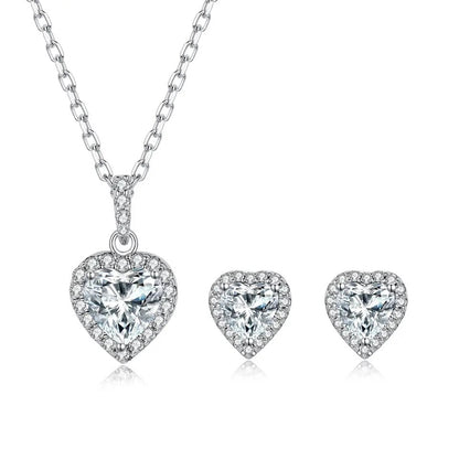 1 Carat Heart Cut Halo Moissanite Necklace