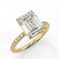 2.4 Carat Emerald Cut Moissanite Solitaire Ring