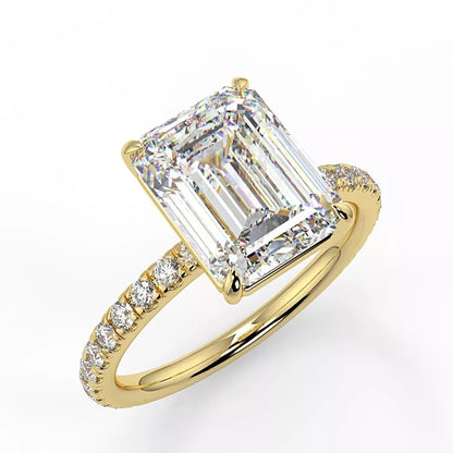 2.4 Carat Emerald Cut Moissanite Solitaire Ring