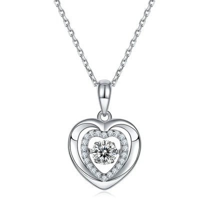 Dancing Moissanite in Double Heart Pendant