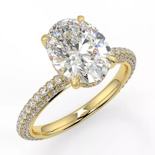 2.7 Carat Oval Cut Moissanite Pave Solitaire Ring