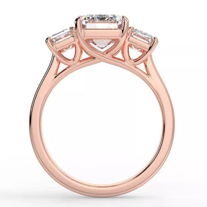 2.23 Emerald Cut Trilogy Moissanite Ring