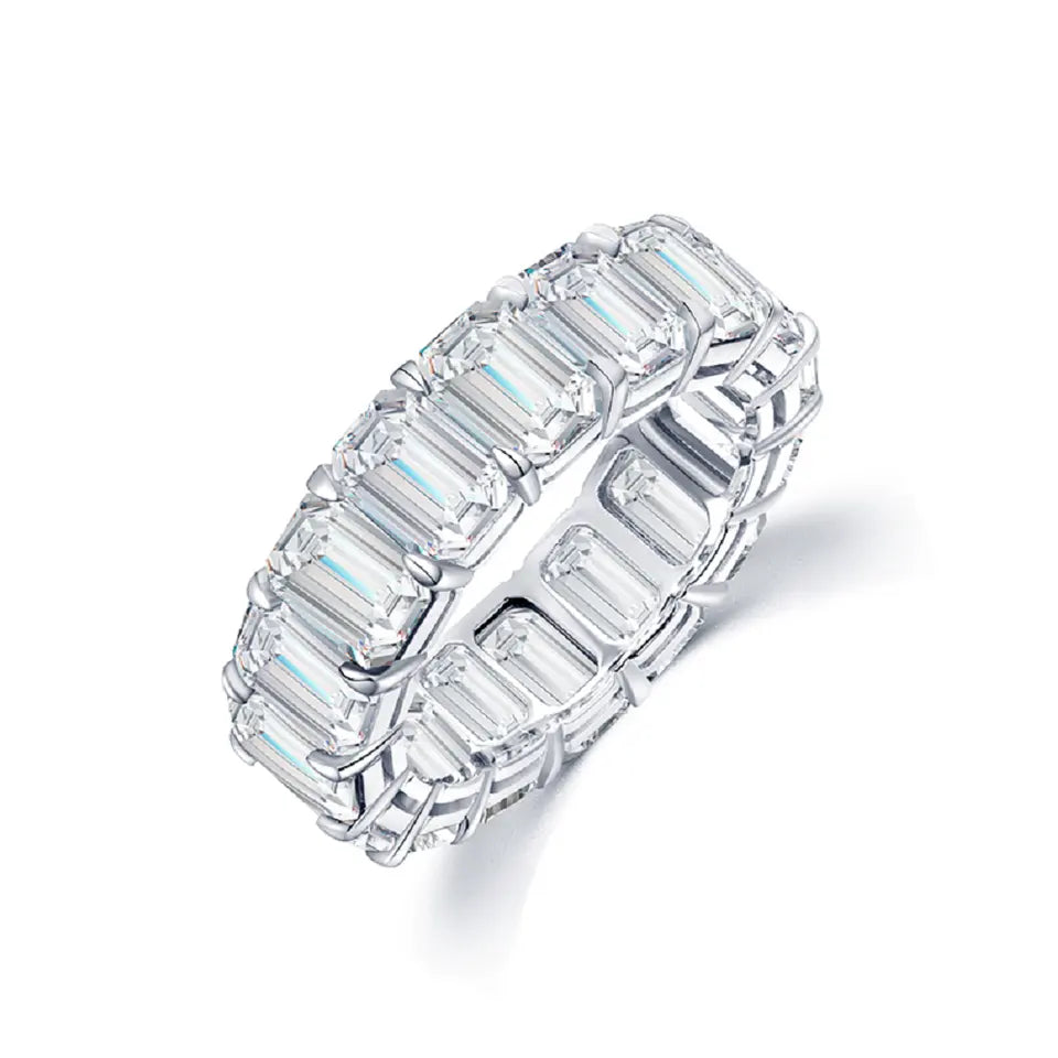 Emerald Cut Moissanite Eternity Band