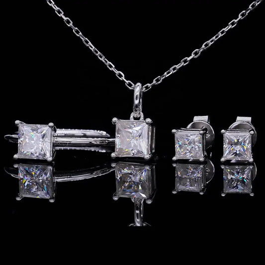 1 Carat Princess Cut Moissanite Necklace