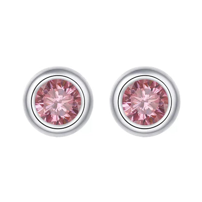 2 Carat tw Round Cut Moissanite Bezel Studs in Silver